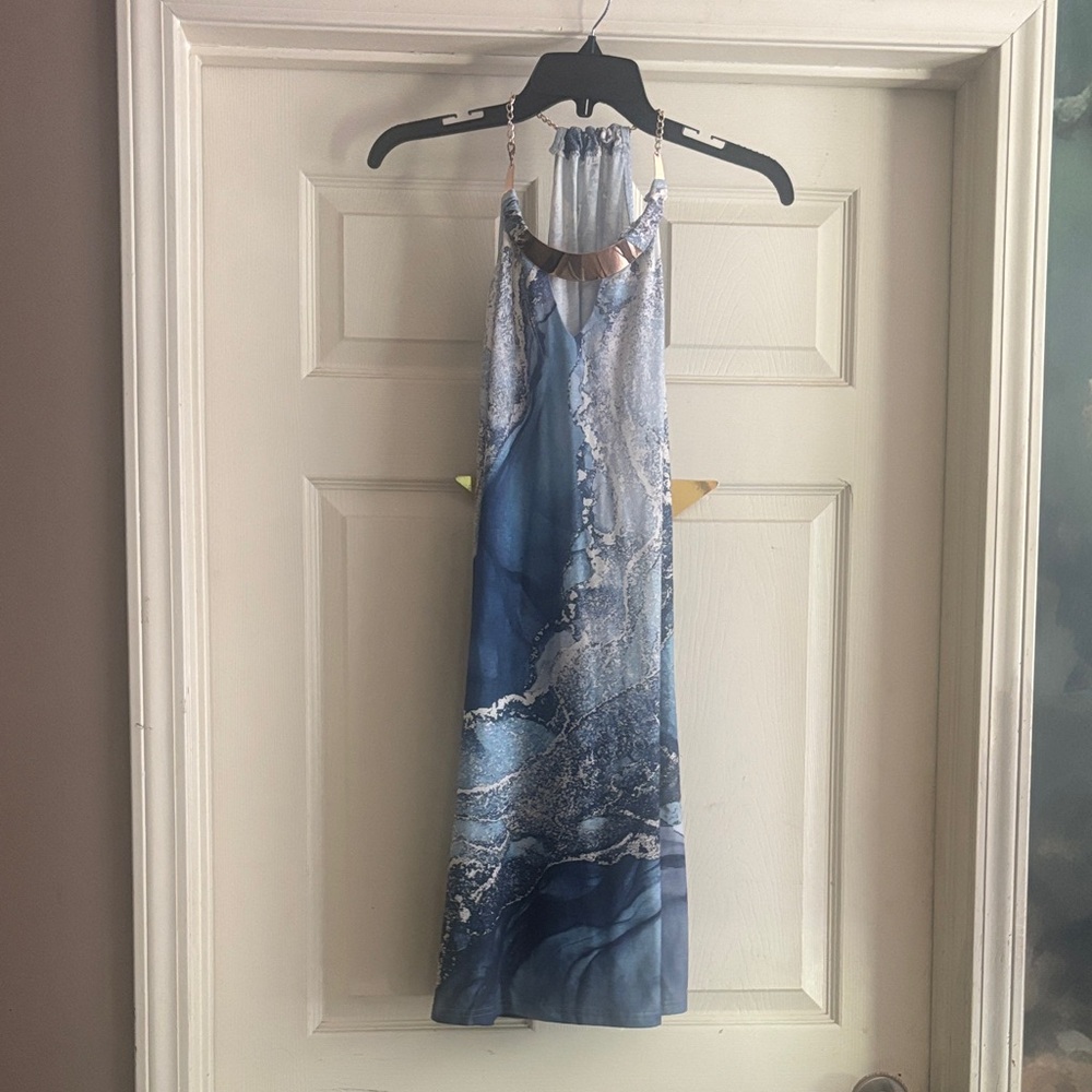 Blue Marble Halter Dress
